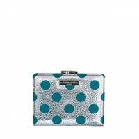 Spotlight Ladies Folding Wallet Style Purse - Silver With Duck Egg Spots Spotlight Ladies Folding Wallet Style Purse - Silver With Duck Egg Spots