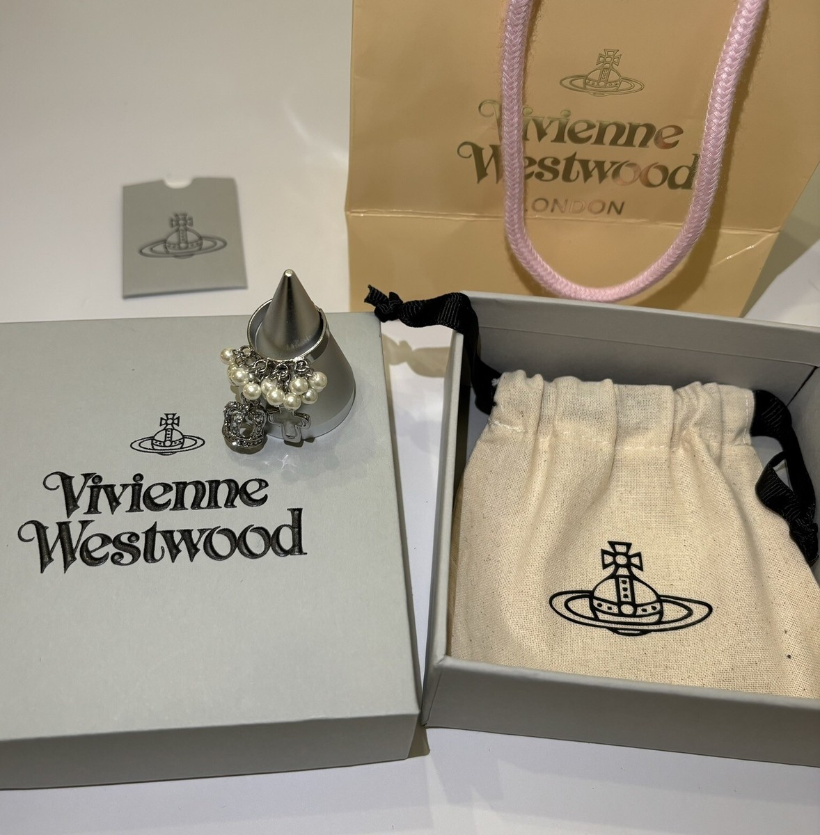 美品 Vivienne Westwood / Vivienne Westwood Necklace Medium Orb Pink Silver Top 6.5 x
