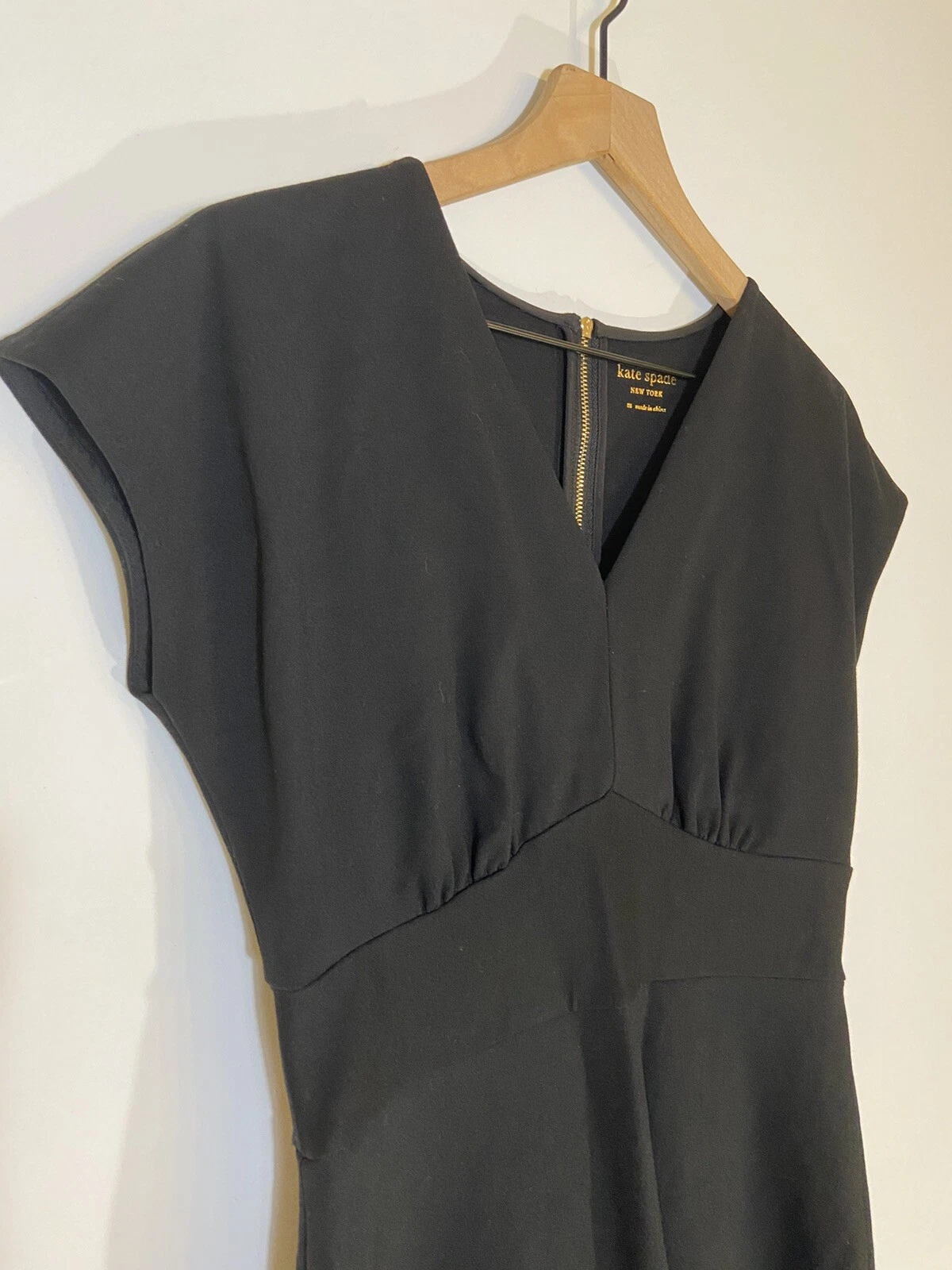 Abito Kate Spade New York Ponte A line in maglia nera elasticizzato cappuccio manica taglia M