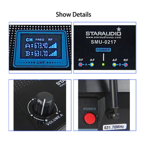 Sistema receptor de micrófono inalámbrico de 2 canales UHF micrófono de mano micrófono de audio micrófono - Imagen 9 de 12