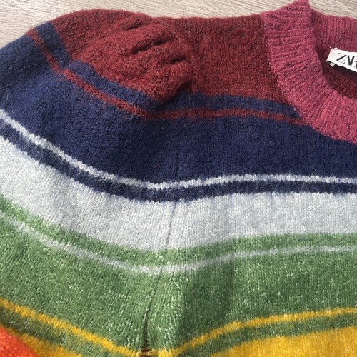 ZARA juniors Girls Rainbow 🌈 Puff Sleeve Sweater Size S - Picture 5 of 14
