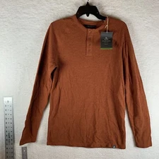 Alpine Design T-Shirt Mens Medium Burnt Orange Cotton Henley Raglan Sleeve 7229