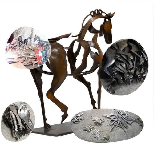 3D LED Lighting Metal Standing Horse Sculpture Statue Home Decoration Gift - Picture 7 of 13
