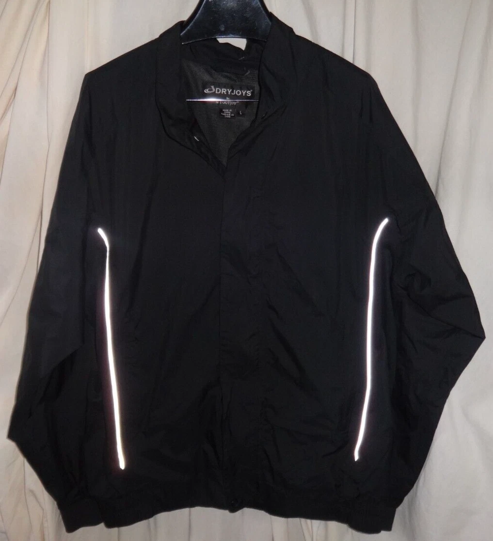 Golf DryJoys By Footjoy Jacket Mens Black Rain Jacket Sz L reflective