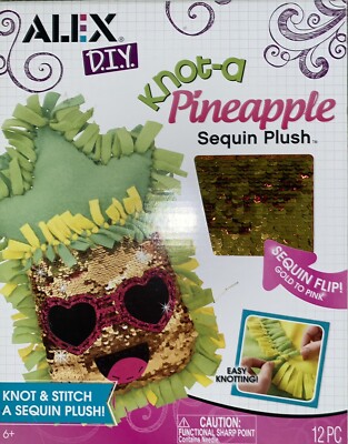 ALEX D.I.Y. Knot-A Pineapple Sequin Flip Gold To Pink Plush Stitch Craft Kit New
