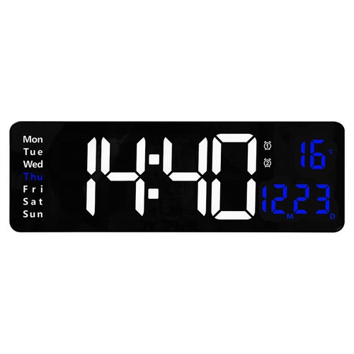 16" Digital LED Desk Alarm Clock Large LCD Display Wall Clock Temperature Date - Picture 7 of 12