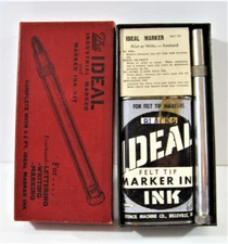 Vintage Ideal Stencil Co Felt Tip Alum LM5 Marker Ink Kit In Box Belleville Il