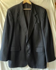 OSCAR DE LA RENTA, MEN'S CLASSIC BLACK WOOL BLAZER 42R, 2 BUTTONS, NO VENTS, EUC