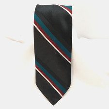 WEMBLEY Necktie Black Teal Burgundy Striped Mens Tie 57"x3.5"