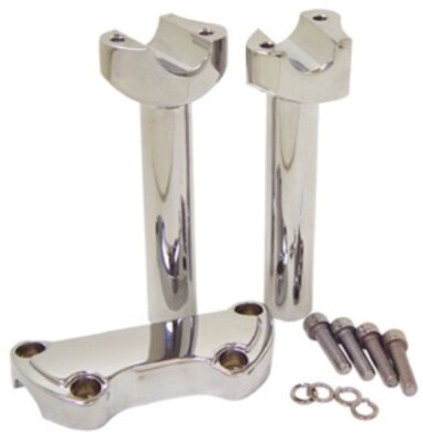 Mid USA Chrome 6'' Straight Handlebar Risers Top Clamp Kit Harley Softail Dyna