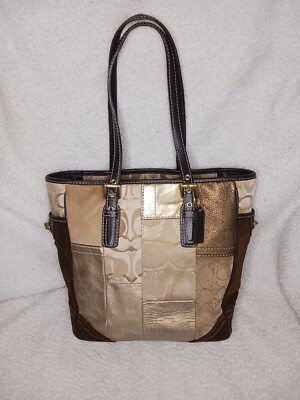 バッグ coach leather patchwork one shoulder bag COACH Hobo One Shoulder Bag Patchwork Signature Canvas