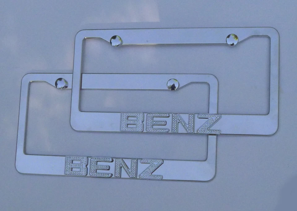 Marcos de matrícula cromados Mercedes Benz emblemas de cristal helado Swarovski 2 piezas Foto 2 de 4