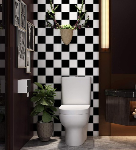 Livelynine Checkered Black and White Vinyl Flooring Roll 15.8x78.8 in Floor Cont - Picture 18 of 23