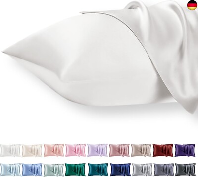 Vielit 2er Set Satin Kissnbezug 40x60 mit Zip,Weich wie EIN Silk Pillowcase,wie