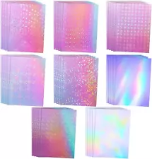 40 Sheets Holographic Laminate Sheets, 8 Types of Holographic Sticker Paper, Sel