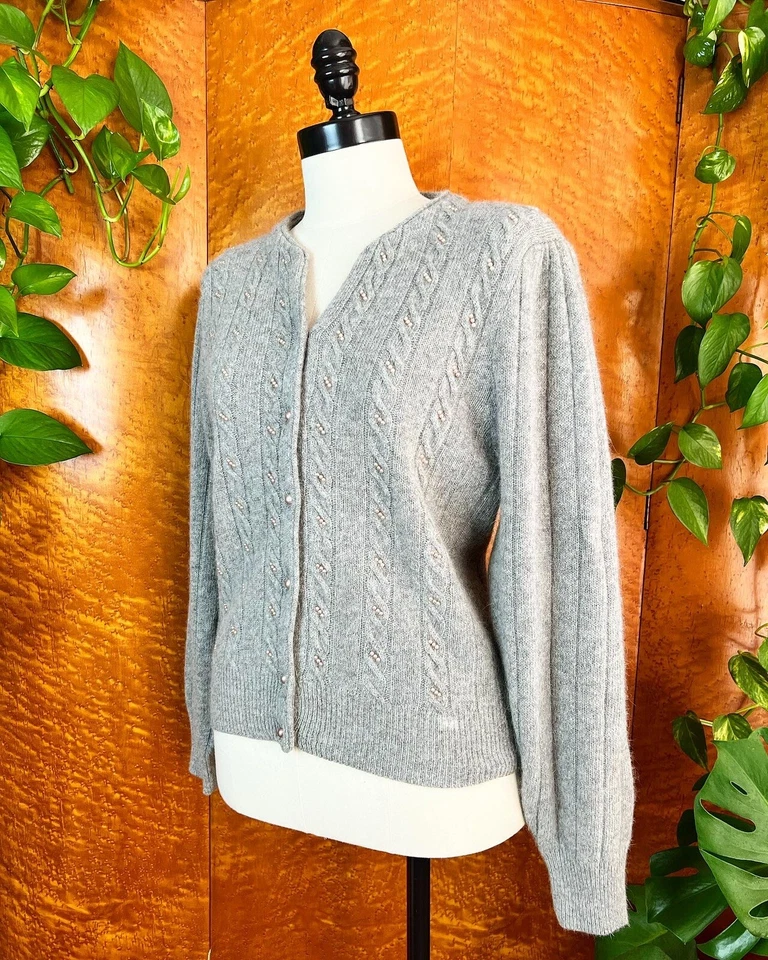 Cárdigan Suéter CASUAL CORNER 80’s Vintage 90’s Angora Perlas Lana de Cordero M L Foto 4 de 4