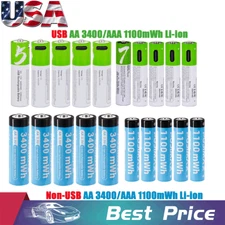 Rechargeable USB / Non-USB AA AAA Li-ion Lithium ion 1.5V Batteries Battery Lot