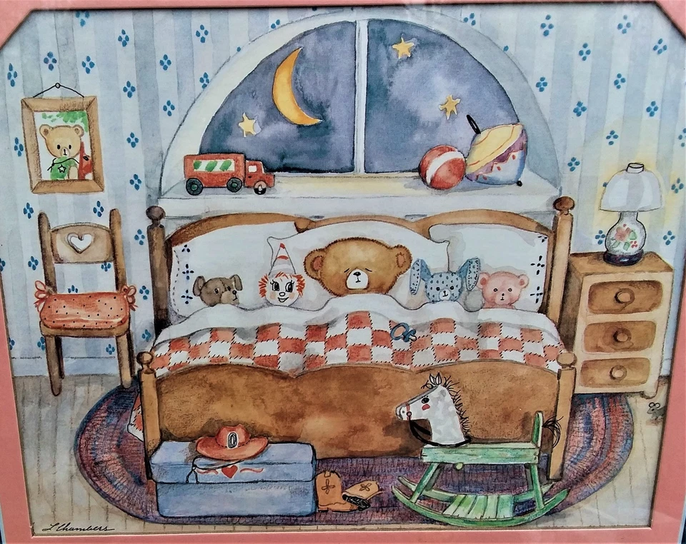 FRAMED/MATTED PICTURE OF LITTLE BOYS ROOM W/TEDDY BEAR ROCKING HORSE 15X12 - Image 2 of 4