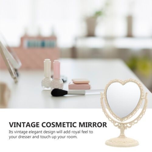 1PC Tabletop Cosmetic Mirror Heart Decor Heart- Shaped Mirror Vintage Mirror - Picture 4 of 12