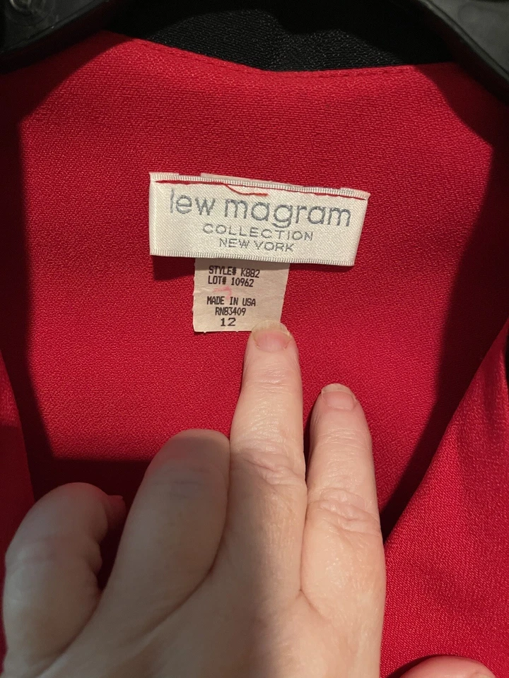 COLECCIÓN LEW MAGRAM Talla 12 PILOTOS CAPITÁN'S POWER ROJO PANTALÓN TRAJE AÑOS 80’S VINTAGE Foto 3 de 4