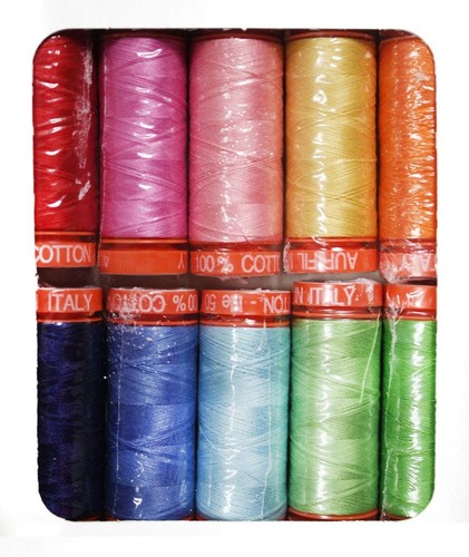 Aurifil Thread Set HAPPY COLORS By Lori Holt 50wt Cotton 10 Small (220 yard) ... - Picture 2 of 2