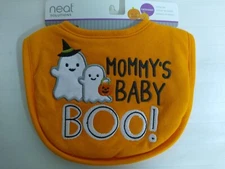 Neat Solutions Brand Halloween Orange Mommy's Baby Boo! Bib Embroidery Detail