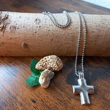 Halskette mit Anhänger Kreuz silberfarben Schmuck  (148)