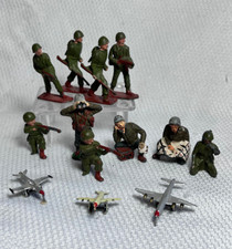 Vtg Lead Military Soldiers Figures And Miniature Made In Japan Plane Lot