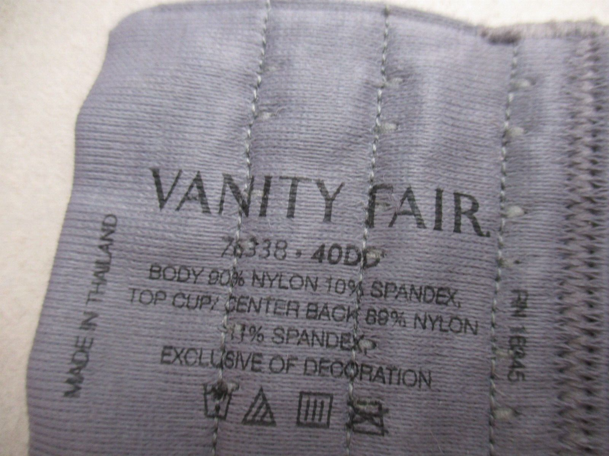 40DD Vanity Fair Womens Gray Lined Underwire Back Closure