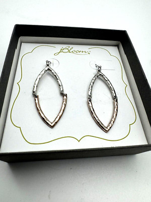 J.Bloom 2'' Gold Tone and Silver Teardrop Dangle Loop Earrings