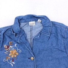 Classic Elements Button Up Casual Long Sleeve Jean Jacket Womens Size L Blue