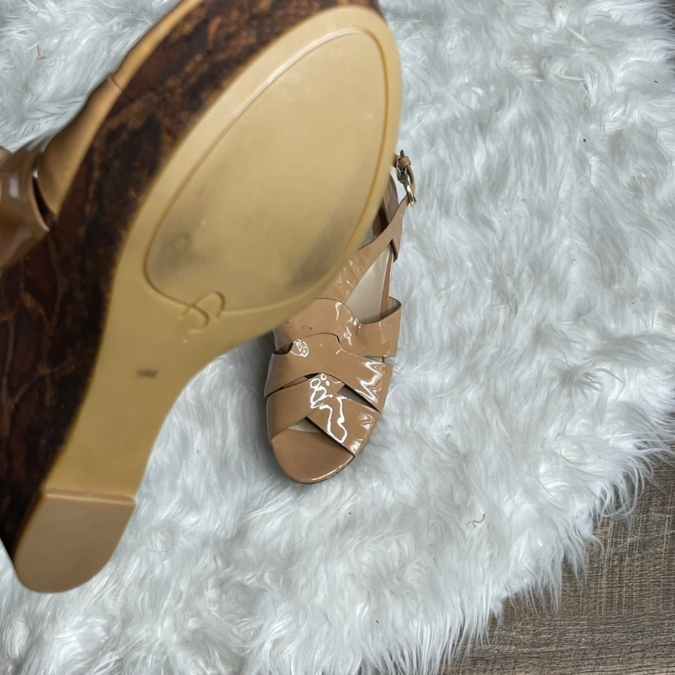 Joan & David Dayah Tan Cream Leather Reptile Designer Espadrille Wedges 9M US - Изображение 4 из 4