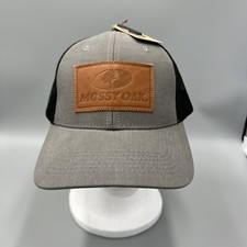 Mossy Oak Camo Trucker Hat. Black/Gray Adjustable Cap, OSFM.