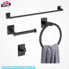 Matte Black Bathroom Accessories Set, 4 Pieces Bathroom Hardware Set, 24 Inch