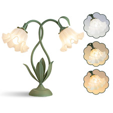 Fvtled Cute Flower Table Lamp Large Vintage Bedside Flower Lamp 3 Colors