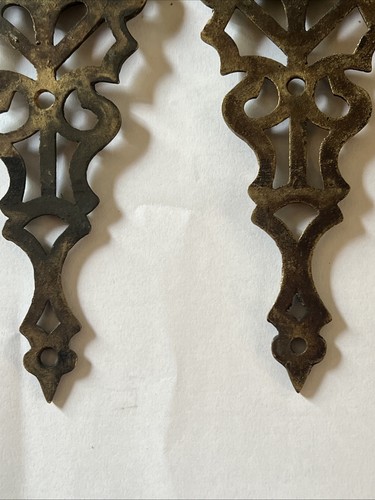 2 antike versetzte Messing Riemen Scharniere Gothic Tudor Schrank Tür Hardware 7 6/8" - Bild 8 von 10