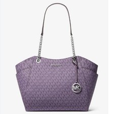 Michael Kors Outlet Jet Set Large Signature Logo Shoulder Bag 35S4STVT3B-Purple