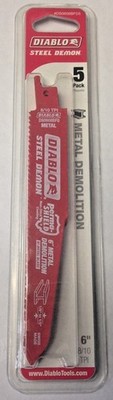 Diablo DS0608BFD5 6'' x 8/10 TPI Metal Demolition Reciprocating Saw Blades 5 Pack