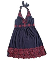 Y2K Halter Dress 8 - 10 Floral Cotton Boho Festival Mini Sundress UK 8 10 Summer