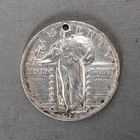 1923 25c Standing Liberty 90% Silver Quarter Philadelphia Mint - Holed