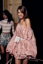 Zimmermann Radiate Skater Shirt Dress Linen Pink Floral Katie Holmes Size M L XL