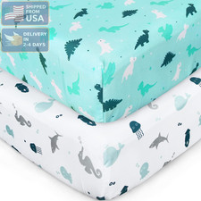 Crib Sheets for Boys or Girls 2-Pack, Fitted Crib Sheet 52'' X 28'' for Standard