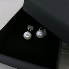 Ohrclips mit echten Perlen 9-10mm Weiß, 925er Silber Massiv Geschenk Classic TOP