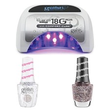 Gelish 18G Plus LED Light Bundle, Includes Glitter Gel Polish and Lacquer Duo