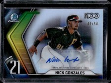 2022 Bowman Nick Gonzales Scouts' Top 100 Chrome Auto Autograph #/50 Pirates