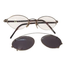 Calvin Klein 332 570 Vintage Oval Eye Glasses Frames with Clip On Sunglasses