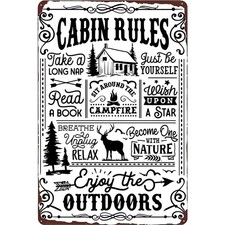 Charming Vintage Cabin Rules Tin Metal Signs Home D cor 8x12 Perfect for Bars,Ca