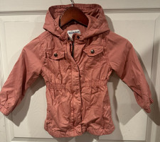 Old Navy Pink Coral Hooded Utility Jacket Jersey Lining Size 4T 267