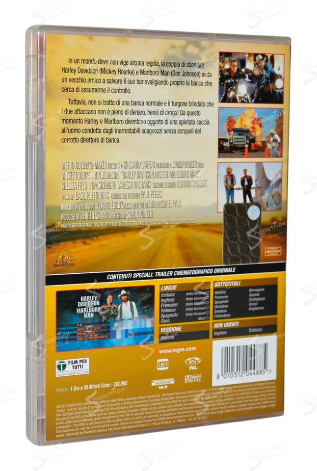 Harley Davidson e Marlboro Man DVD 1991 and the Mickey Rourke Don Johnson Raro - Immagine 2 di 4