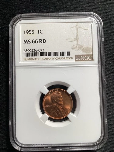 Beautiful High Grade 1955 Lincoln Cent.  NGC GRADED MS 66 RED